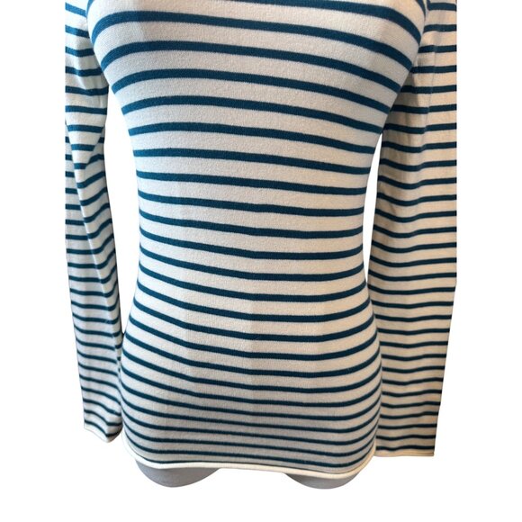 2/$30 ZARA Medium Striped Teal/Ivory Turtleneck Long Sleeve Sweater - Picture 7 of 12
